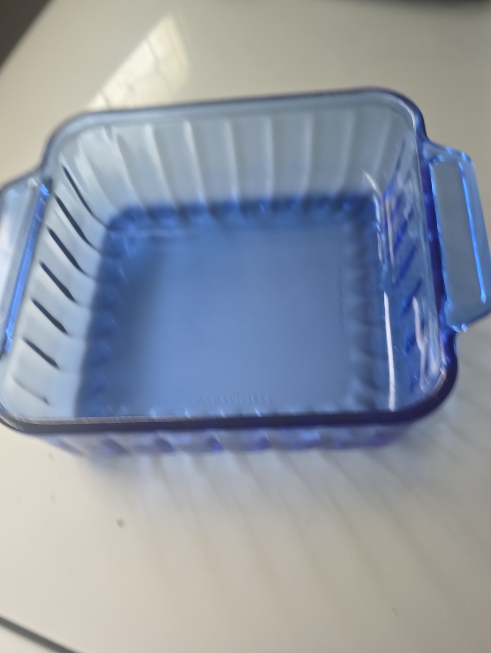 Anchor Hocking Cobalt Blue Glass Square Baking Pan with Handles 8"×8" 1.5 Qt.